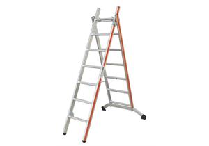 ALU Bock- und Schiebeleiter HB Typ 135 2-teilig 2 x 10 Sprossen L 3.03-5m Gewicht 16.5kg - HB