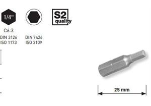 Bit Kraftwerk 1/4" Innensechskant Grösse 7, Länge 25mm, 1Pack a 5Stk. - 285
