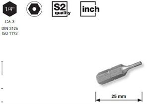 Bit Kraftwerk 1/4" Innensechskant m. Bohrung Grösse 1/8", Länge 25mm, 1Pack a 5Stk.