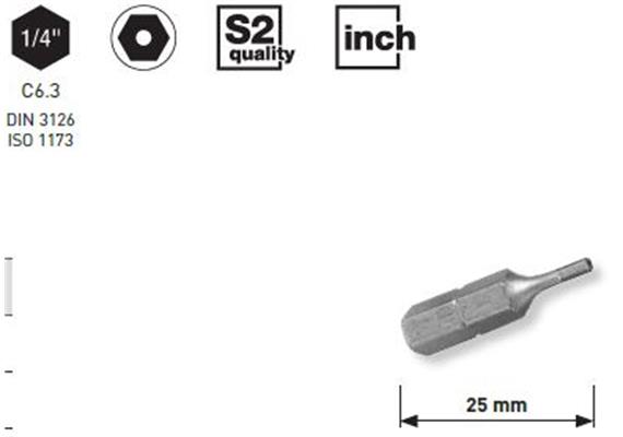 Bit Kraftwerk 1/4" Innensechskant m. Bohrung Grösse 5/32", Länge 25mm, 1Pack a 5Stk.