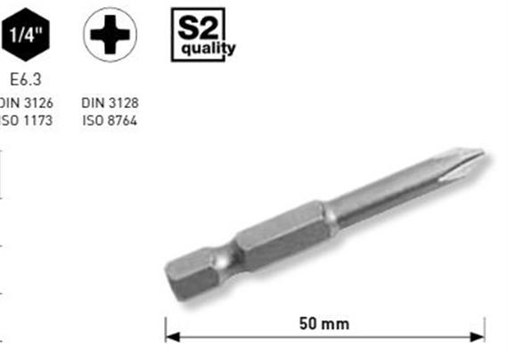 Bit Kraftwerk 1/4" Phillips Grösse 1, Länge 50mm, 1Pack a 5Stk. - 285
