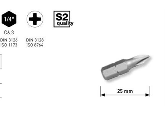 Bit Kraftwerk 1/4" Phillips Grösse 3, Länge 25mm, 1Pack a 5Stk.