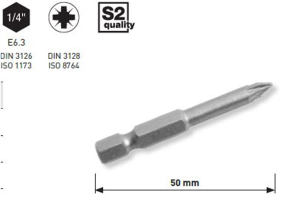 Bit Kraftwerk 1/4" Pozidriv Grösse PZ 1, Länge 50mm, 1Pack a 5Stk. - 285