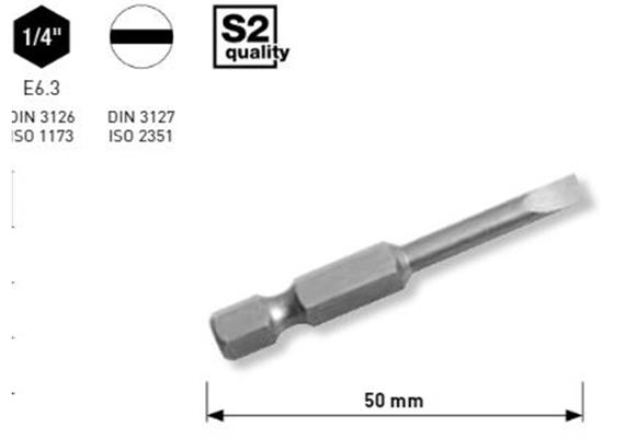 Bit Kraftwerk 1/4" Schlitz Grösse 4.5 x 0.6mm, Länge 50mm, 1Pack a 5Stk.