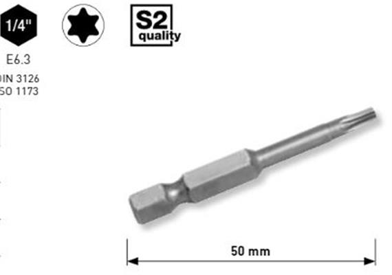 Bit Kraftwerk 1/4" TORX Grösse TX 15, Länge 50mm, 1Pack a 5Stk.