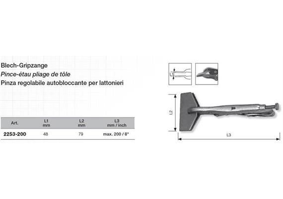 Blech-Gripzange 8" Backenbreite 79 L 200mm