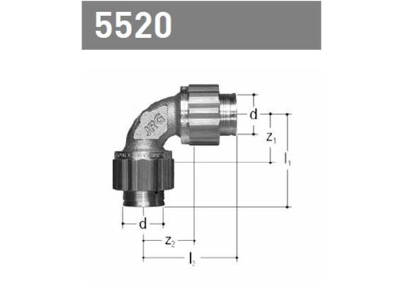 Bogen 90° classic aus Rotguss mit Bördelverschraubung d 16