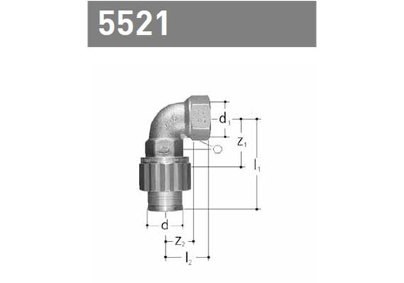 Bogen 90° mit IG classic aus Rotguss mit Bördelverschraubung 1/2 - 12