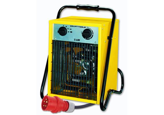 CRAFT TOOLS Elektroheizlüfter 5 kW 400 V, 2-Stufen, Temp. Bereich 4-40°C CEE Stecker 16-5