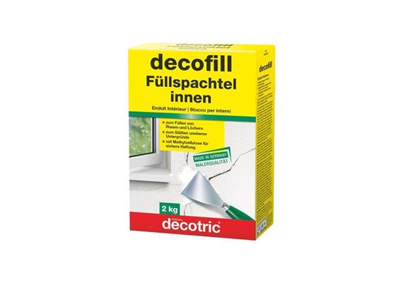DECOTRIC DECOFILL Gipsspachtelmasse innen 2kg, für Putz, Stein, Beton, Mauerwerk - 239