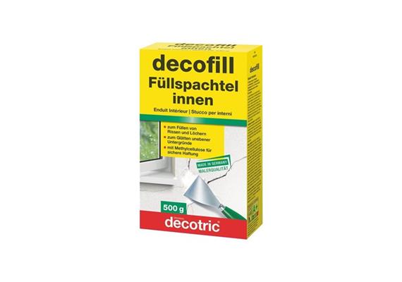 DECOTRIC DECOFILL Gipsspachtelmasse innen 500g. für Putz, Stein, Beton, Mauerwerk