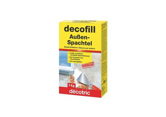 DECOTRIC DECOFILL Zementspachtelmasse aussen 1kg, für Kalk-, Zement- Gipsputz, Fliessen - 239