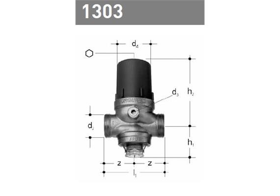 Druckreduzierventil 2 - 6 bar JRG mit Filter 1 1/2" DN40 mit 1 3/4" AG ohne Verschraub.