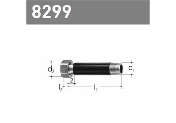 Eisenrohrverschraubung aus Messing mit langem AG 1/2 L 107mm