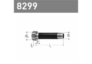 Eisenrohrverschraubung aus Messing mit langem AG 1" L 138mm 8299