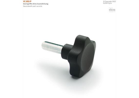 Elesa Sterngriffe aus Thermoplast schwarz mit Gewindestift M8 L (20) 26 Ø 40mm - ENG