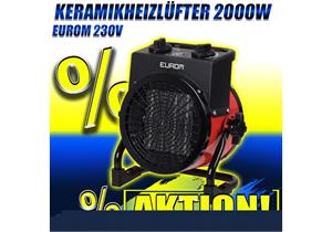 EUROM Kermamikheizlüfter 2 kW 230V, mit Überhitzungsschutz/Thermostat bis zu 75m³