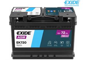 EXIDE Batterie EK720 Start-Stop AGM 12V/72Ah/760A LxBxH 278x175x190 mm