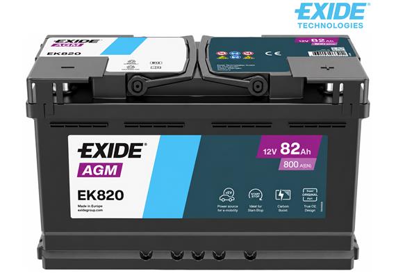 EXIDE Batterie EK820 Start-Stop AGM 12V/82Ah/800A LxBxH 315x175x190 mm
