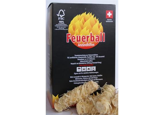 Feuerball Anzündhilfen in der Kartonbox - 1 Box 600gr. ca. 40 Stück (Netto) - FEU