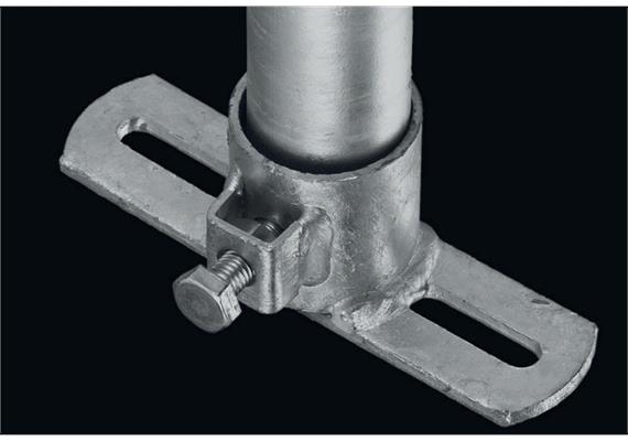 Flansch mit Schlitzplatte (Unterlage) verzinkt 3/4" mit 1 Schraube + Mutter M10 x 20