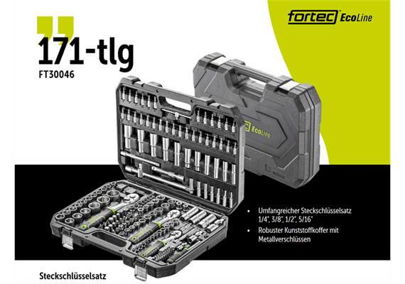 FORTEC AKTION ECO Steckschlüsselsatz 1/4" + 3/8" + 1/2", 171-tlg. FT30046