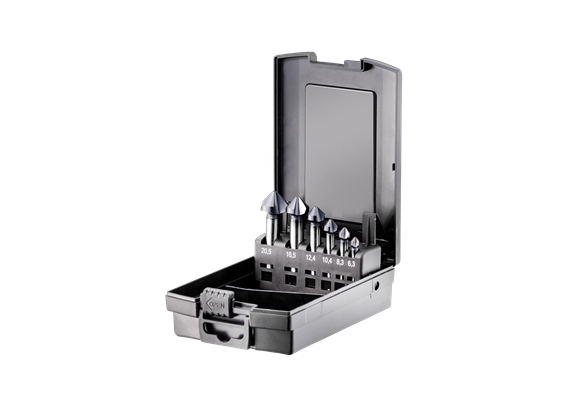 Fortec Kegel und Entgratsenker Set FT70013 6-tlg 90° HSS mit TiAIN Beschichtung