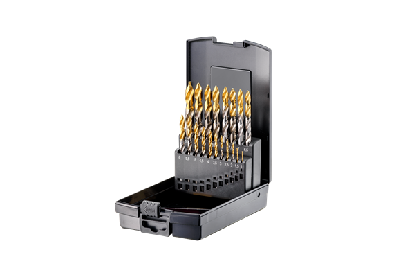 Fortec Spiralbohrer Set FT70006 mit TiN-Stufenspitze 19-tlg. Ø1 - 10mm x 0.5mm - ERN0