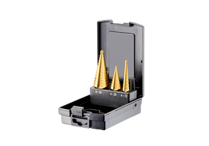 Fortec Stufenbohrer Set FT70015 mit TiN Beschichtung Stufenspitze 3-tlg. gold