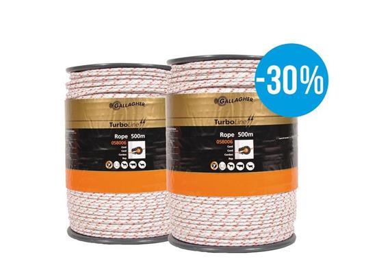 Gallagher TurboLine Cord weiss mit 6 dicken inox + 3 verzinnten Kupferleitern L 500m