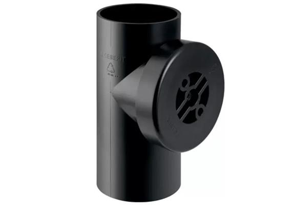 Geberit PE Reinigungsstück 90° Ø 90/90mm (Putzstück) mit runder Serviceöffnung - ENG
