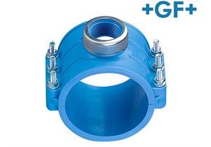 +GF+ iJoint 654X - Blaue Anbohrschelle / Anschlussschelle Ø 75 mm x IG 1 1/2" PN16