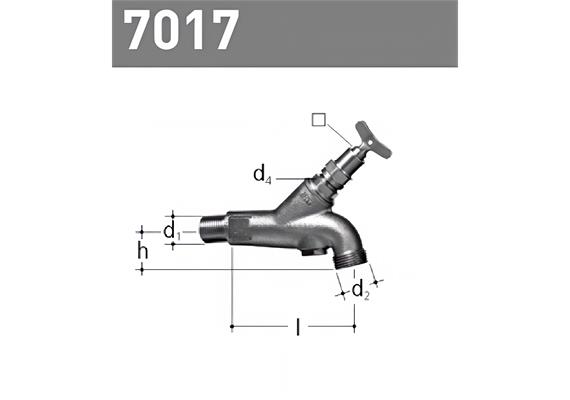 +GF+ JRG Auslaufventil Rotguss 3/4 x 1'' mit Knebelgriff + Rohrbelüftung