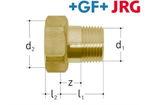 +GF+ JRG Eisenrohrverschraubung Messing AG 2 IG 2 3/8" mit Dichtung