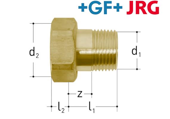 +GF+ JRG Eisenrohrverschraubung Messing AG 5/4 IG 1 1/2" mit Dichtung