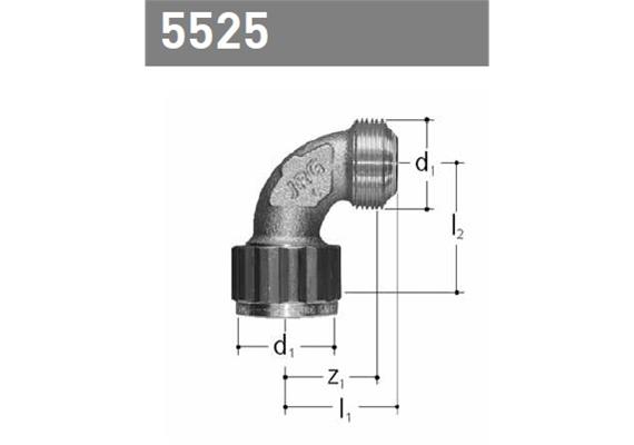 +GF+ JRG Sanipex Bogen 90° mit loser Mutter Rotguss d 12 mm