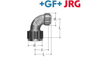 +GF+ JRG Sanipex Bogen 90° mit loser Mutter Rotguss d 12 mm