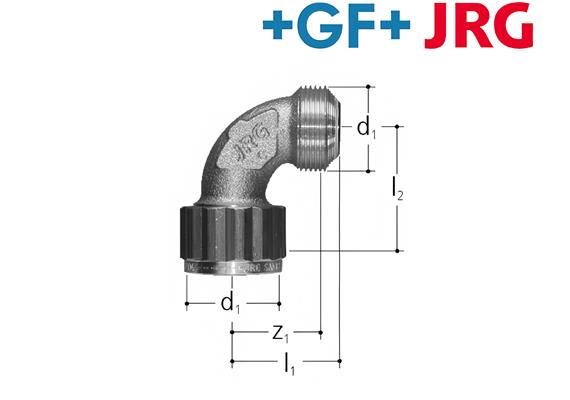 +GF+ JRG Sanipex Bogen 90° mit loser Mutter Rotguss d 20 mm