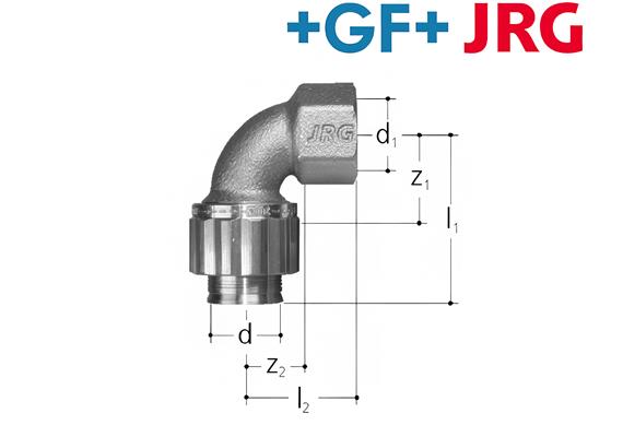+GF+ JRG Sanipex Bogen 90° Rotguss d 20 mm IG 3/4" Brödelverschraubung