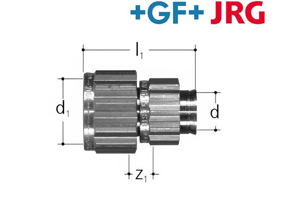 +GF+ JRG Sanipex Reduzierung Rotguss d 16 mm / IG d1 20 mm Bördel-Verschraubung