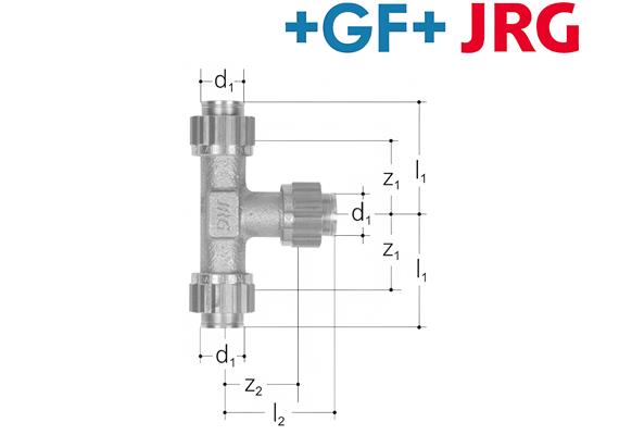 +GF+ JRG Sanipex T-Stück egal Rotguss d12 mm Bördel-Verschraubung