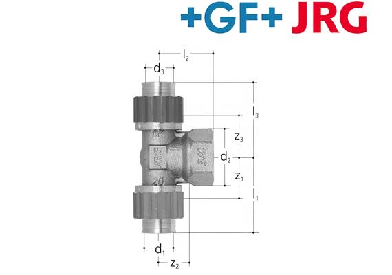 +GF+ JRG Sanipex T-Stück Rotguss mit IG d 20 - 3/4" - 20 Brödelverschraubung