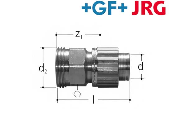 +GF+ JRG Sanipex Übergang auf Verteiler Rotguss d 20 mm AG 1" Bördelverschraubung