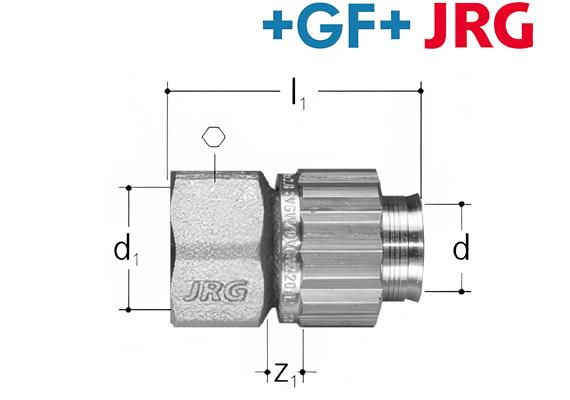 +GF+ JRG Sanipex Übergang Rotguss d 12 mm / IG d1 1/2" Bördel-Verschraubung