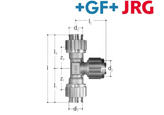 +GF+ JRG Sanipex Übergangs T-Stück MF Rotguss d 16 mm Abgang d2 1/2"