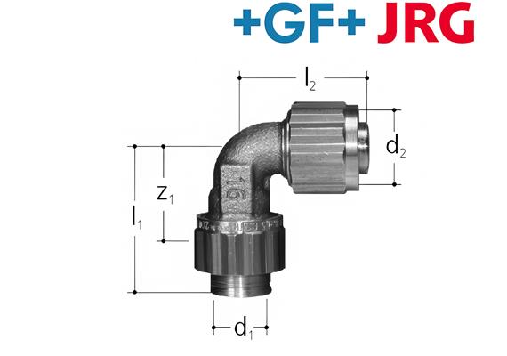 +GF+ JRG Sanipex Übergangsbogen MF Rotguss d 16 mm 1/2"