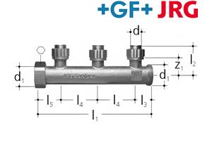 +GF+ JRG Sanipex Verteiler 3-fach Rotguss AG 1" auf Ø16 mm