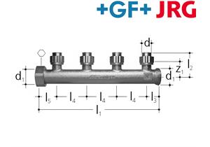 +GF+ JRG Sanipex Verteiler 4-fach Rotguss AG 1" auf Ø16 mm