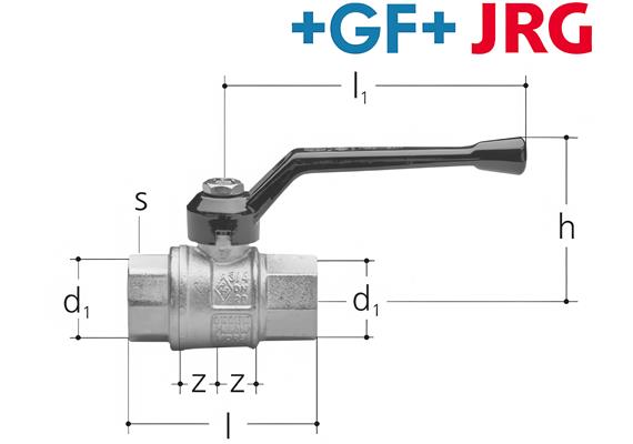 +GF+ Kugelhahn Messing IG 1/4" für Wasser, Druckluft, Öl, Benzin