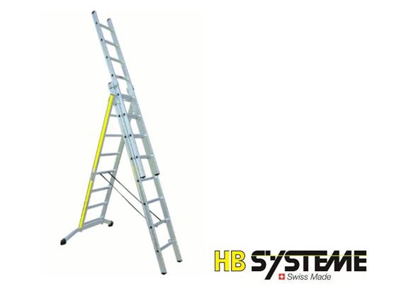 HB ALU Mehrzweckleiter 3 x 8 Sprossen L 2.42/4.1/5.55m 17kg - HB